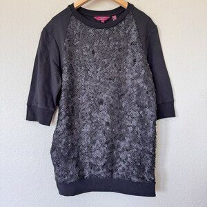 Ted Baker Sequin Panel Sweater 3D Black Size 2 Crewneck New With Tags